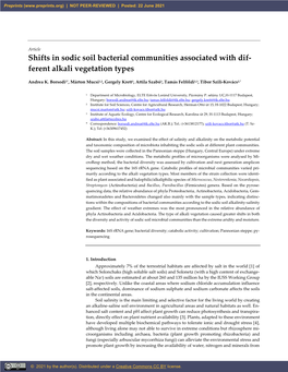 Shifts in Sodic Soil Bacterial Communities Associated with Dif- Ferent Alkali Vegetation Types