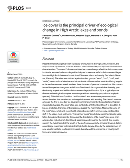 Ice-Cover Is the Principal Driver of Ecological Change in High Arctic Lakes and Ponds