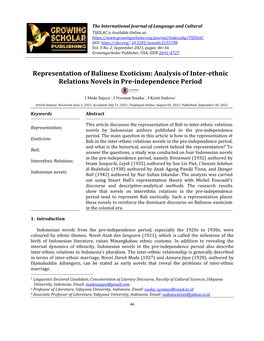 Analysis of Inter-Ethnic Relations Novels in Pre-Independence Period