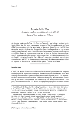 Preparing for Sky Wars: Evaluating the Airpower of China Vis-À-Vis ASEAN Eugene Yong and James W