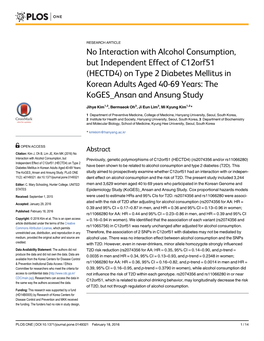 No Interaction with Alcohol Consumption, but Independent