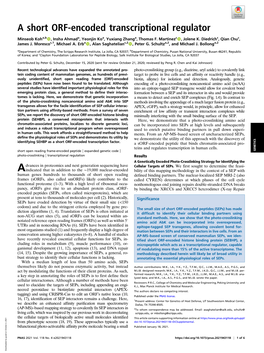 A Short ORF-Encoded Transcriptional Regulator