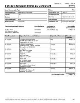 Schedule G: Expenditures by Consultant Sch-G