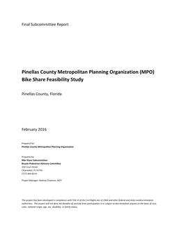 Pinellas County MPO Bike Share Feasibility Study | 2