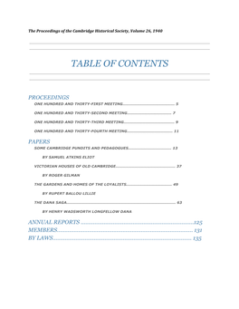 Table of Contents