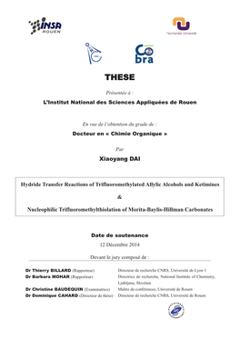 Xiaoyang DAI Hydride Transfer Reactions of Trifluoromethylated