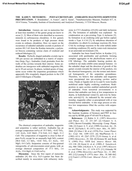 The Kaidun Meteorite: Postaccretionary Andradite-Magnetite-Serpentine Precipitation