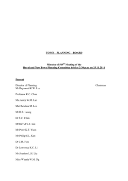 TOWN PLANNING BOARD Minutes of 569 Meeting of the Rural and New