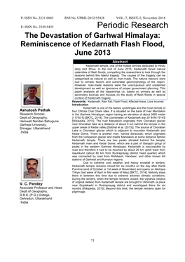 Reminiscence of Kedarnath Flash Flood, June 2013 Ashutosh Pathak