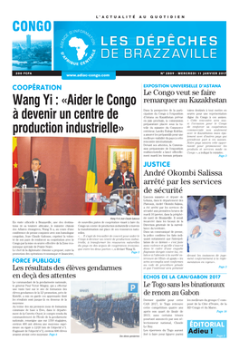 Wang Yi : «Aider Le Congo À Devenir Un