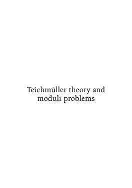 Teichmüller Theory and Moduli Problems Ramanujan Mathematical Society Lectures Notes Series