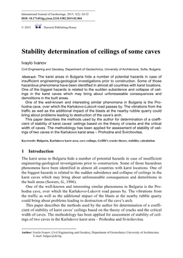 Stability Determination of Ceilings of Some Caves