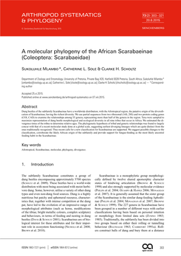 A Molecular Phylogeny of the African Scarabaeinae (Coleoptera: Scarabaeidae)