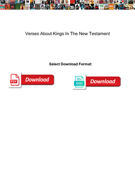 Verses About Kings in the New Testament