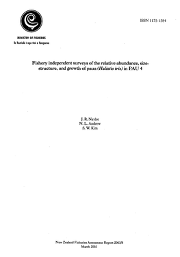 Structure, and Growth of Paua (Haliotis Iris) in PAU 4