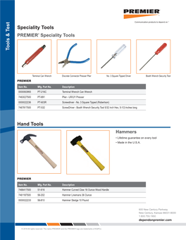 Hand Tools PREMIER Speciality Tools PREMIER 0000022233 7461187500 7466417500 Item No