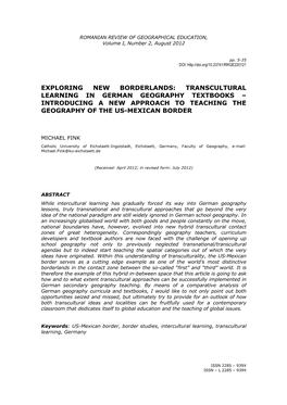 Exploring New Borderlands: Transcultural Learning in German Geography Textbooks – Introducing a New Approach to Teaching the Geography of the Us-Mexican Border