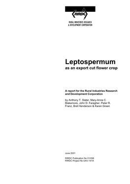 Leptospermum As an Export Cut Flower Crop