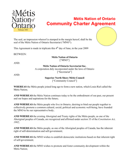 Community Charter Agreement
