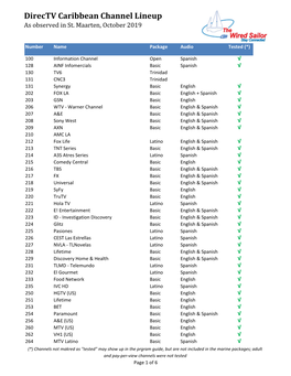 Directv Caribbean Channel Lineup As Observed in St