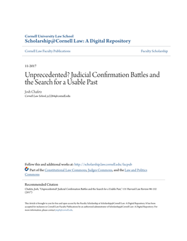 Judicial Confirmation Battles and the Search for a Usable Past," 131 Harvard Law Review 96-132 (2017)