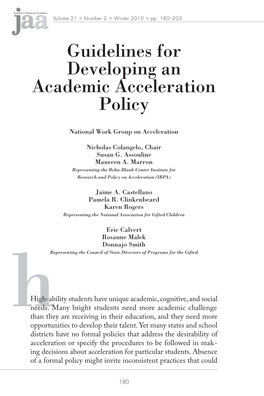 Guidelines for Developing an Academic Acceleration Policy