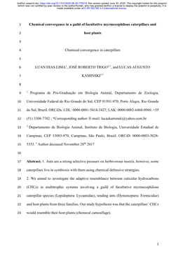 Chemical Convergence in a Guild of Facultative Myrmecophilous Caterpillars And