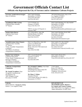 City of Torrance And/Or Administer Caltrans Projects