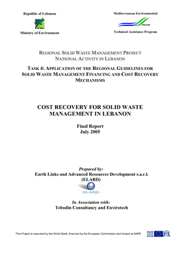Cost Recovery for Solid Waste Management in Lebanon