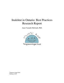 Inuktitut in Ontario: Best Practices Research Report