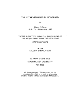 The Nizari-Ismailis in Modernity