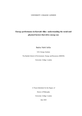 Energy Performance in Kuwaiti Villas: Understanding the Social and Physical Factors That Drive Energy Use
