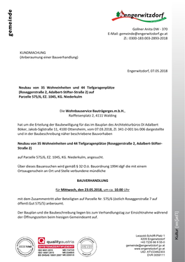 Gollner Anita DW - 370 E-Mail: Gemeinde@Engerwitzdorf.Gv.At Zl.: 0300-183.003-2893-2018
