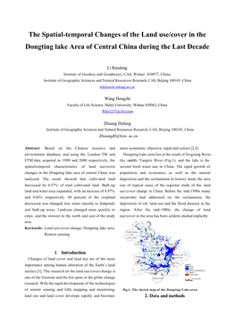 The Spatial-Temporal Changes of the Land Use/Cover in the Dongting Lake Area of Central China During the Last Decade