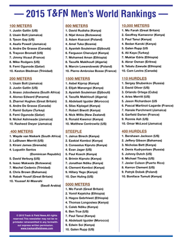 — 2015 T&FN Men's World Rankings —