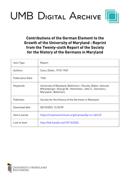 Contributions of the German Element to the Growth Of