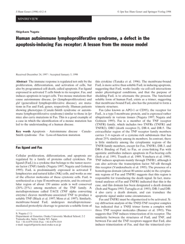 Human Autoimmune Lymphoproliferative Syndrome, a Defect in the Apoptosis-Inducing Fas Receptor: a Lesson from the Mouse Model