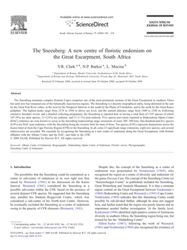 The Sneeuberg: a New Centre of Floristic Endemism on the Great Escarpment, South Africa ⁎ V.R