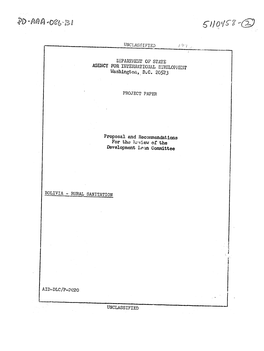 DETARMIET of STATE Aieucy for Ijteatonfio1ul Evelop-Mir Washington, D.C. 20523 PROJECT PAPER Proposal Aid Recommendations Devel