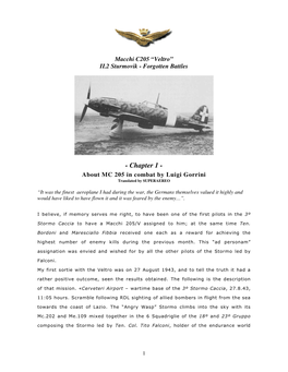 Chapter 1 - About MC 205 in Combat by Luigi Gorrini Translated by SUPERAEREO