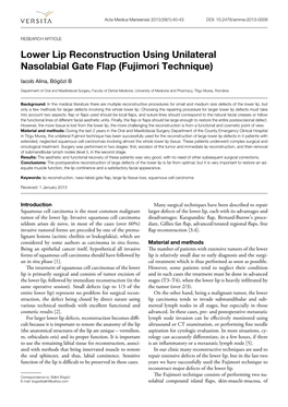 Lower Lip Reconstruction Using Unilateral Nasolabial Gate Flap (Fujimori Technique)