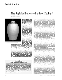 The Baghdad Battery—Myth Or Reality? by Dr