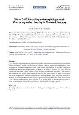 When DNA Barcoding and Morphology Mesh: Ceratopogonidae Diversity in Finnmark, Norway