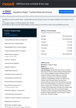 S800 Bus Time Schedule & Line Route