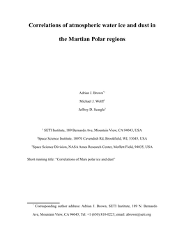 Correlations of Martian Polar Water Ice and Dust