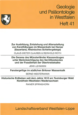 Geologie Und Paläontologie in Westfalen Heft 41