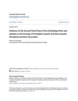 Influence of the Annual Flood Pulse of the Atchafalaya River and Updates on the Ecology of Floodplain Aquatic and Semi-Aquatic Hemiptera and Their Associates