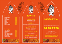 Lakshmi Vilas Specials