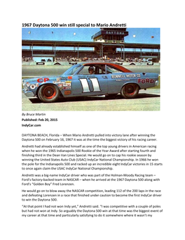 1967 Daytona 500 Win Still Special to Mario Andretti