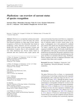 Phyllosticta—An Overview of Current Status of Species Recognition